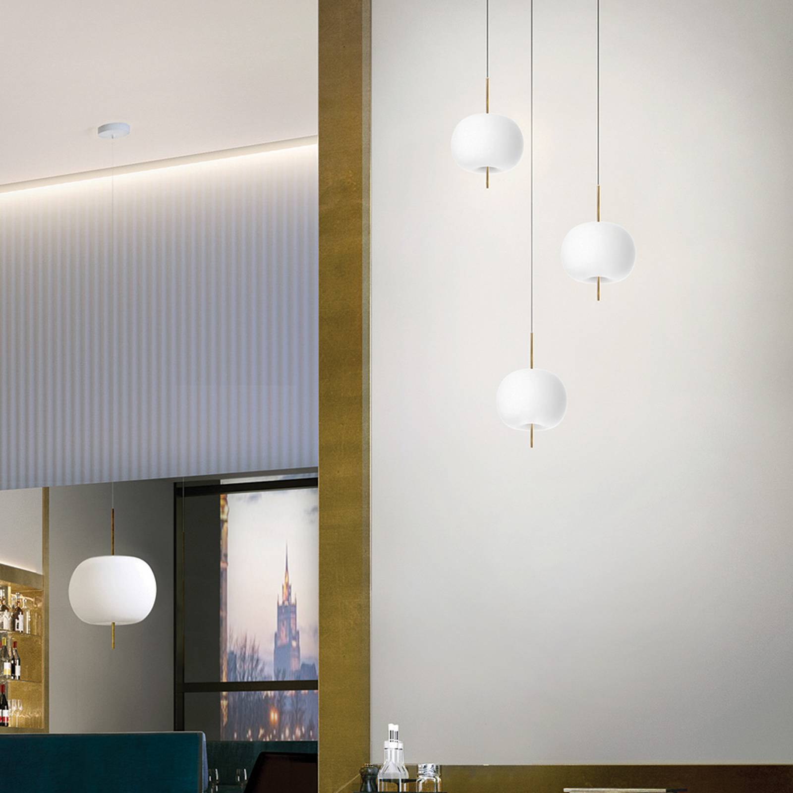 kdln závesné svietidlo Kushi, mosadz/biela, Ø 33 cm kdln závesné svietidlo Kushi, mosadz/biela, Ø 33 cm