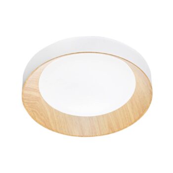 stropné LED svetlo Arka, Ø 40 cm, biele/drevený vzhľad, kov, CCT