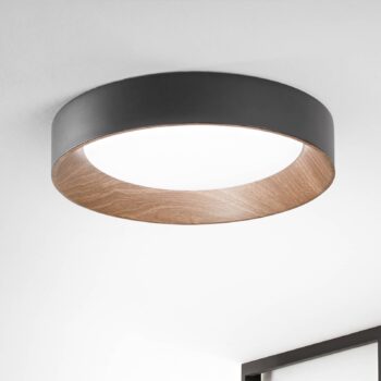 stropné LED svetlo Arka, Ø 50 cm, čierne, kov, CCT